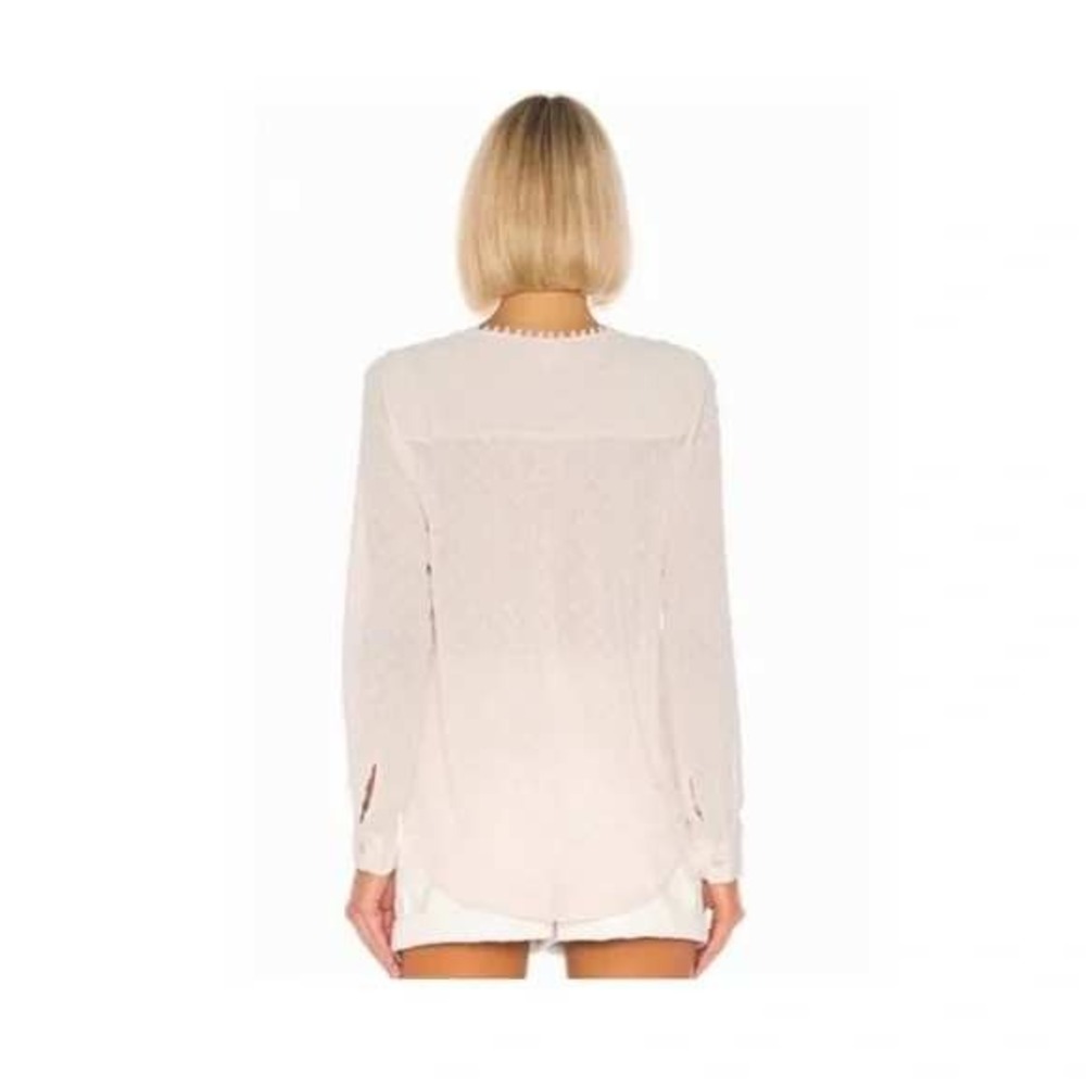L'AGENCE‎ Perry Blouse Women's Small White Swiss Dot Wrap Top Romantic Chic - Picture 6 of 8